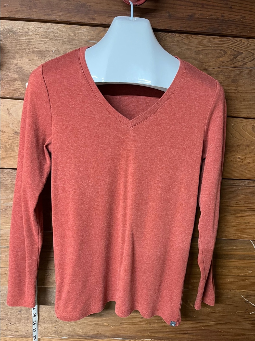 Women’s V-Neck Long Sleeve Top - Rust Eddie Bauer Large